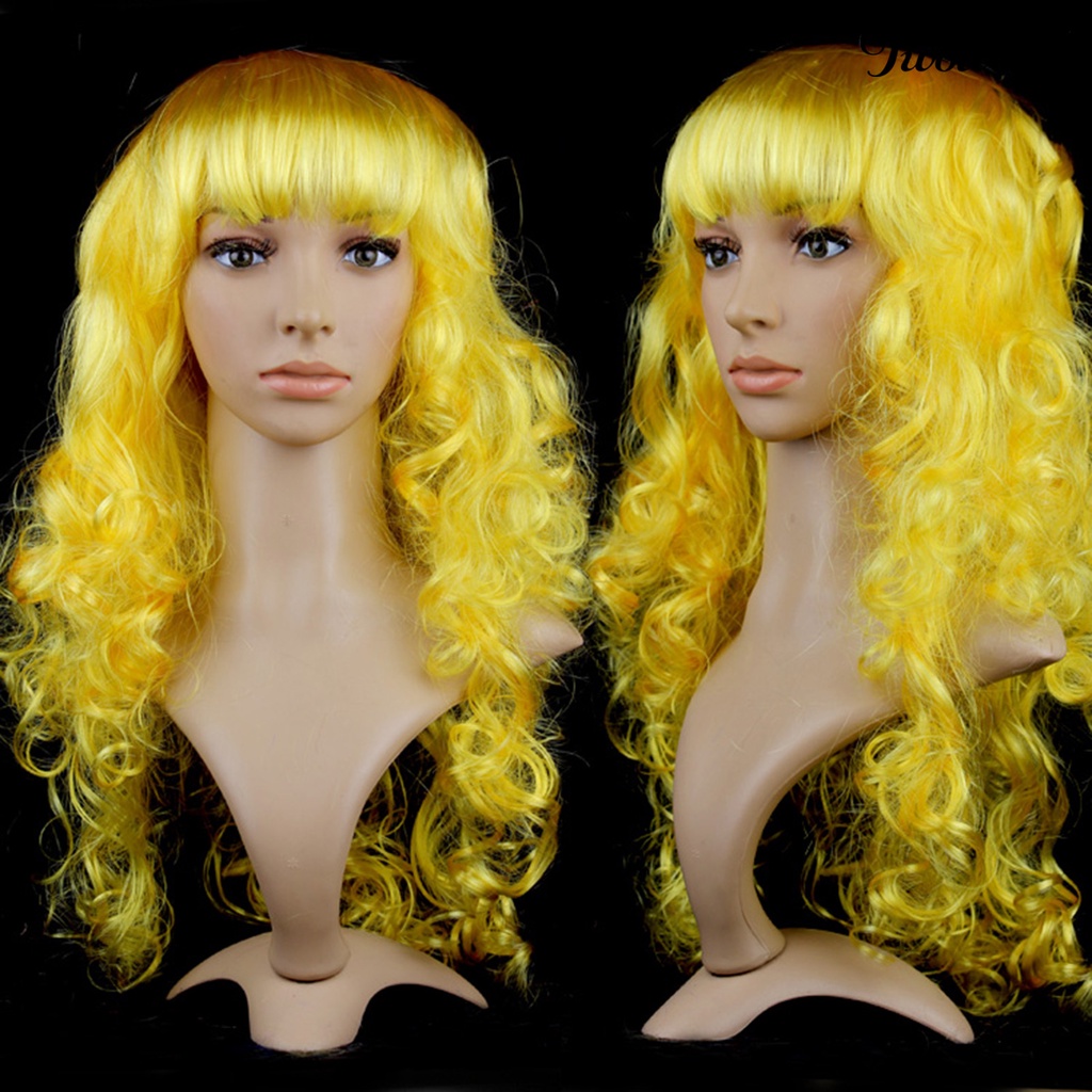 Twowood Wanita Wig Windproof Inner Mesh Nyaman Rambut Tengah Panjang Gelombang Wig Lurus Untuk Perempuan