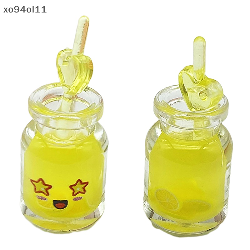 Xo 2Pcs Luminous Emoji Juice Cup Ornamen Mini Color Drink Cup Micro Landscape Dekorasi Rumah Boneka Miniatur Mainan OL