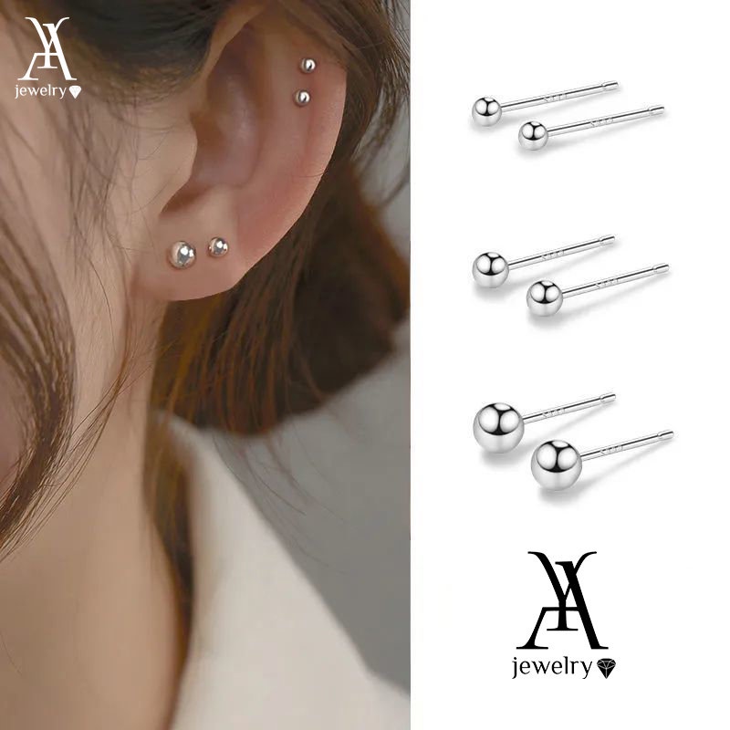 Ay(cn) Anting Tusuk Kacang Zircon Simple Kristal Silver Earring Untuk Aksesoris Perhiasan Wanita