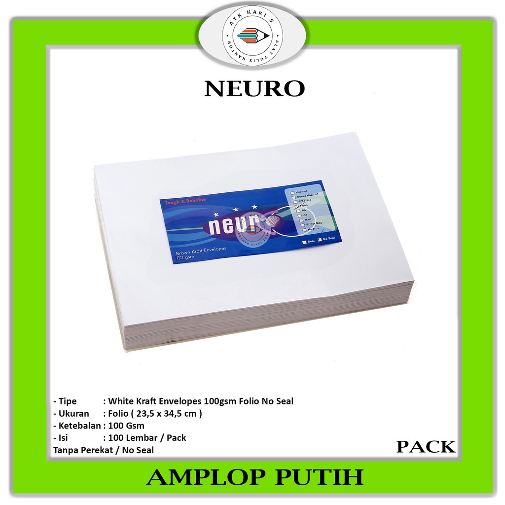 

NEURO - Amplop Putih Folio - No Seal - Pack