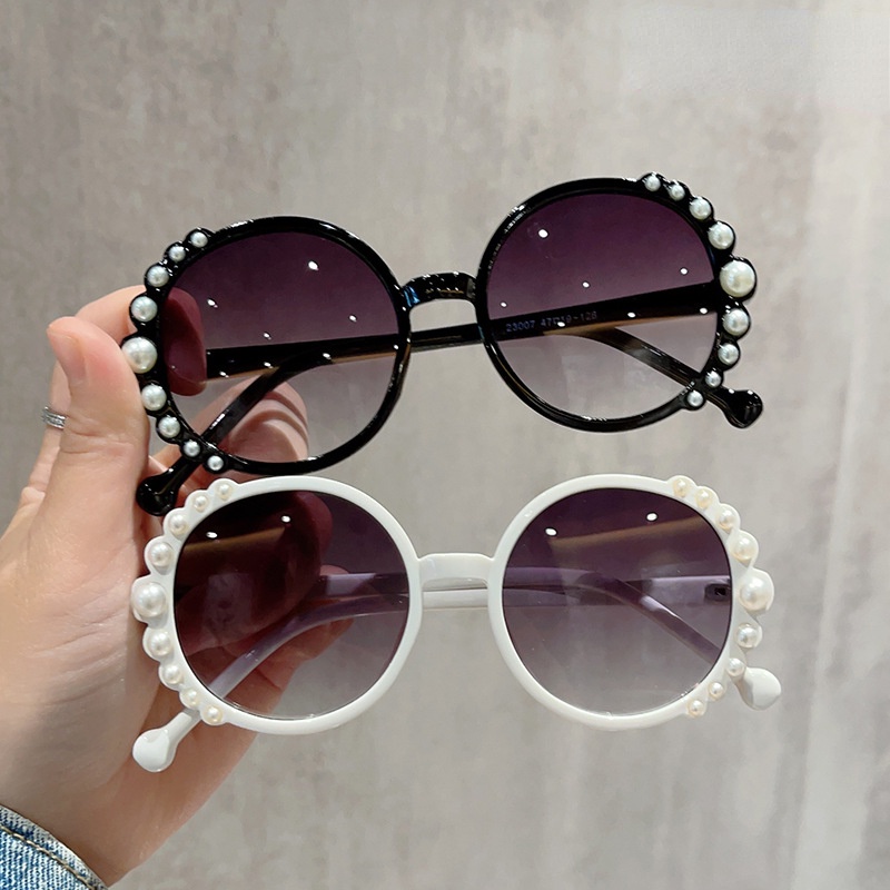 (YUZHU) Mutiara Anak-Anak Kacamata Hitam Vintage Fashion Bingkai Bulat Warna Permen Kerai Sunglasses