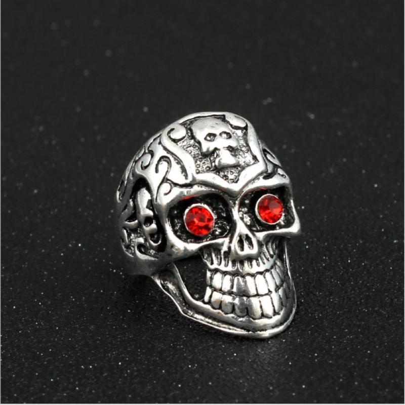 Pria Klasik Vintage Metal Punk Top Quality Gothic Skull Ring Untuk Laki-Laki Biker Rings Perhiasan Halloween Pesta Hadiah