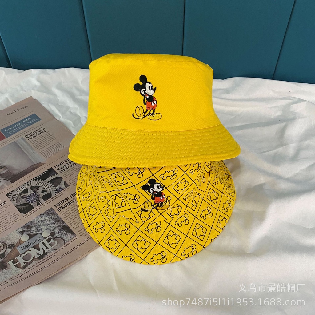 Topi Bucket Tabir Surya Kartun Bordir Mickey