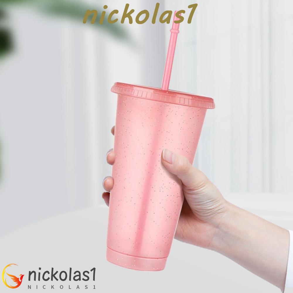 Nickolas1 Cangkir Minum Jerami Untuk Anak Muda Pilihan Multi Warna Peralatan Minum Reusable Yang Dipersonalisasi Dengan Sedotan, Botol Air Bubuk Flash Tutup