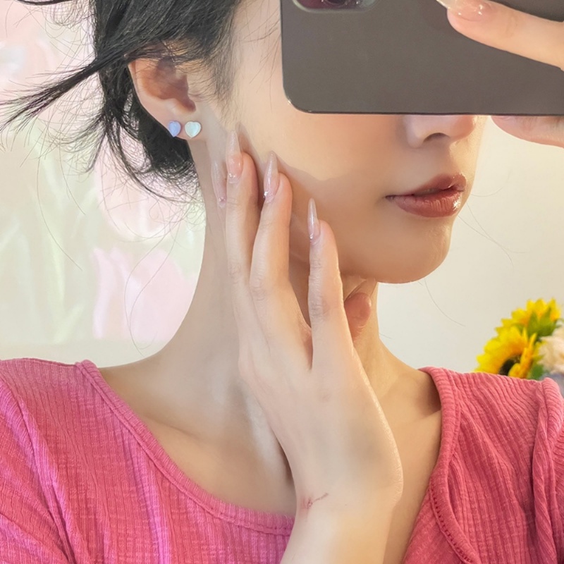 Ahellogirl Warna Cinta Opal Anting Set Wanita Musim Panas Cahaya Mewah Niche Desain High-end Anting-Anting Temperamen Anting Serbaguna