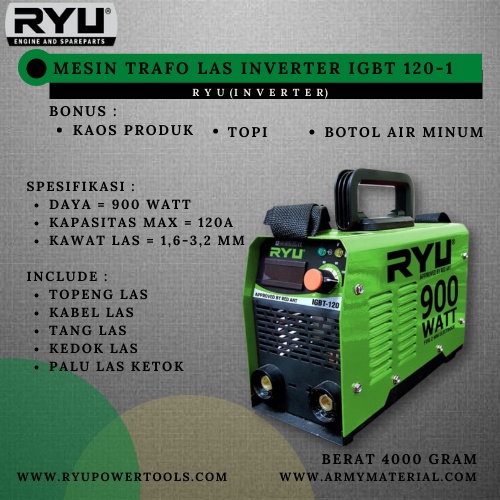 PROMO INVERTER RYU IGBT RYU ORIGINAL / MESIN TRAFO LAS RYU / TRAFO LAS / MESIN LAS RYU / MESIN RYU / TRAFO LAS 450 WATT / MESIN LAS MURAH / TRAFO RYU / LAS RYU / RYU ORIGINAL / TERLARIS @ARMYMATERIAL.LAMPUNG