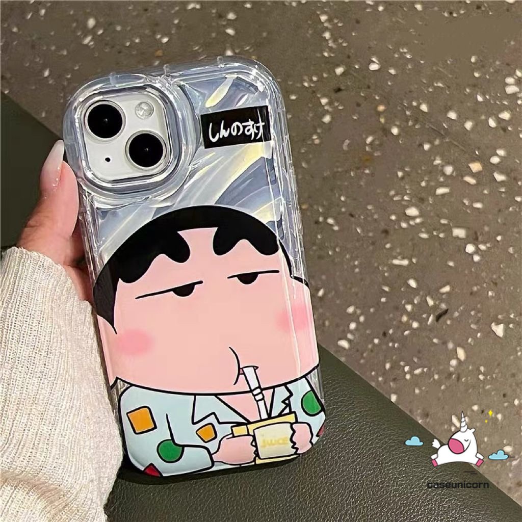 Memakai Kacamata Hitam Crayon Shin-Chan Kartun Hello Kitty Case Kompatibel Untuk IPhone 7Plus 11 13 14 12 Pro MAX 8 6 6S Plus X XR XS MAX SE 2020kartu Kreatif 3D Stereo Corrugation Case