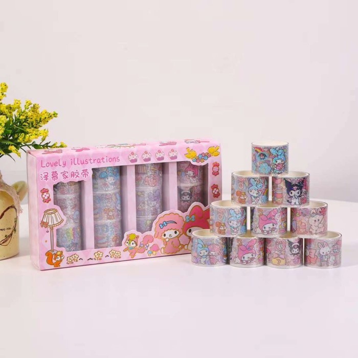 

GROSIR Stiker Rol isi 12 Sticker Korea MOMO PET Kado Washi Tape Kuromi Harga Grosir Termurah