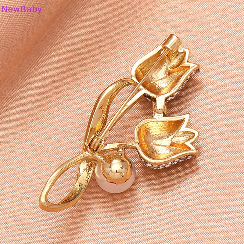 Newbaby Fashion Zirkon Tulip Bros Pin Untuk Ransel Kerah Lapel Pin Perhiasan Aksesoris Hadiah Pesta ID