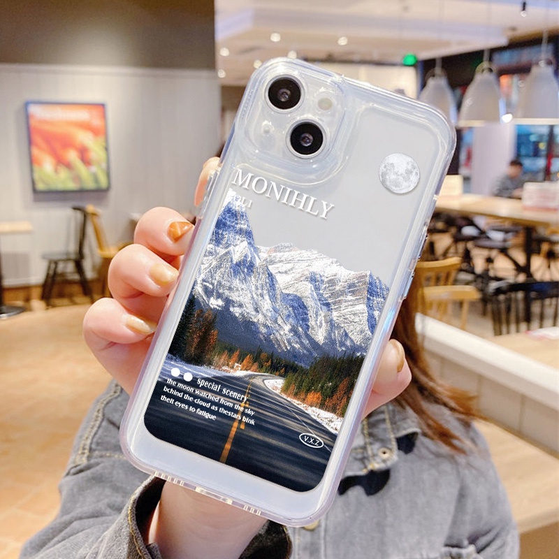 Casing Gunung Salju Untuk Vivo S12 S15 S6 S7 S9 S9E S10 5G S10 Pro X30 X30 Pro X50 X60 X70 X80 X27 V23 Pro V23E Iqoo 56 Neo5 Neo6 8 8 Pro Z6 U5 Akrilik Space TPU Belakang Sarung
