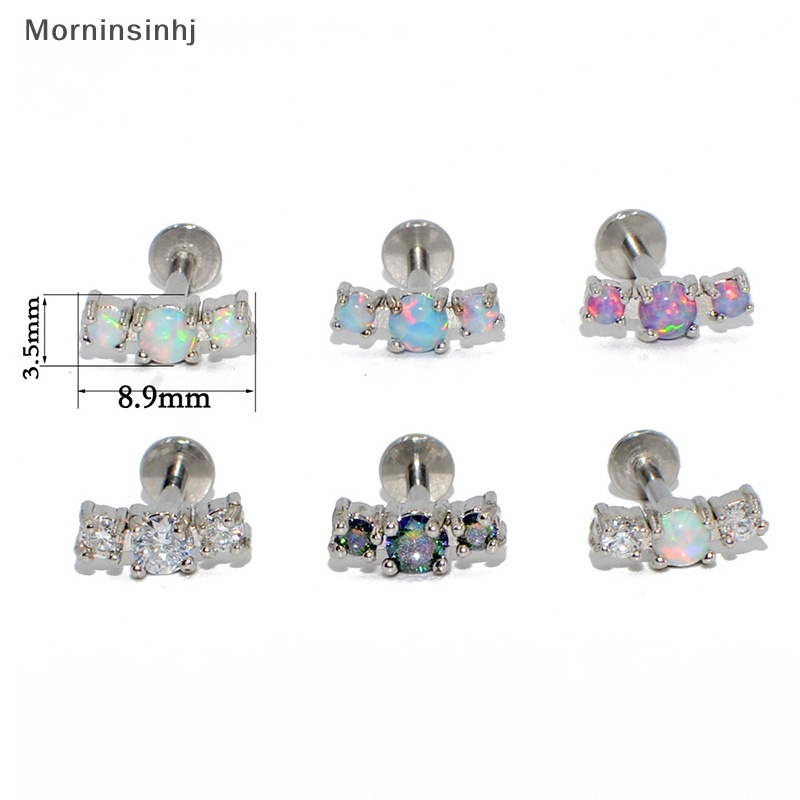 Mornin 1pcs Opal Zirkon Anting Untuk Wanita Telinga Tulang Kuku Tulang Rawan Anting Spiral Stud Earring Tubuh Perhiasan Hadiah id