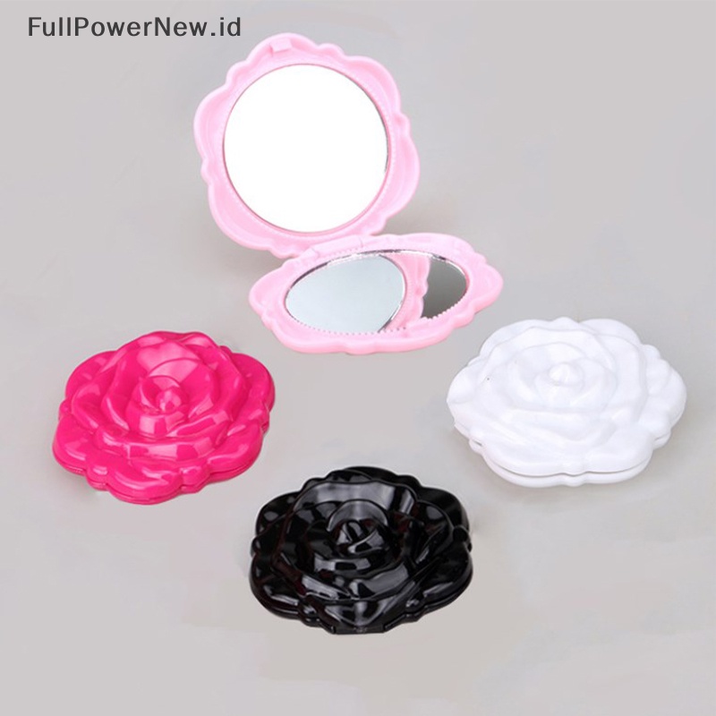 Power Mirror Retro Bunga Mawar Cermin Rias Saku Kecil Cermin Tangan Dua Sisi ID