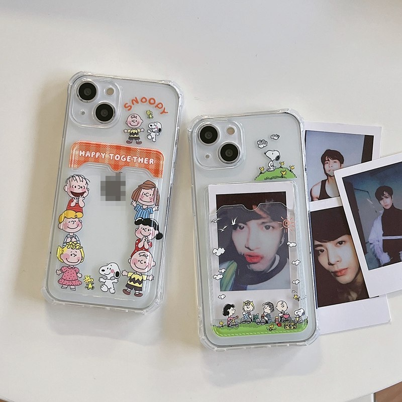 Card Case Picnic Snoopy Friends Soft Case HP iP iPhone 14 13 12 11 Pro X XS XR Max 7 8 + Plus FTD Casing Apple