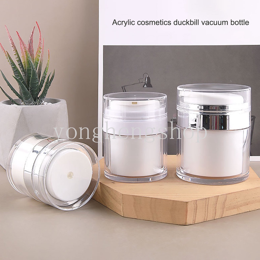 15 /30 /50ml Airless Pump Kosmetik Jar Travel Portable Lotion Dispenser Krim Wajah Kosong Isi Ulang Tekan Type Vacuum Bottle Cream Jar Vials Wadah Krim Tabir Surya