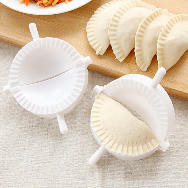 Alat Pembuat Pangsit Penekan Adonan Pie Praktis/Kitchen Chinese Food Jiaozi DIY Making Tool/Klip Pangsit Press Adonan Tangan Hemat Tenaga Kerja/Cetakan Pembuat Pangsit Dapur Plastik 7cm