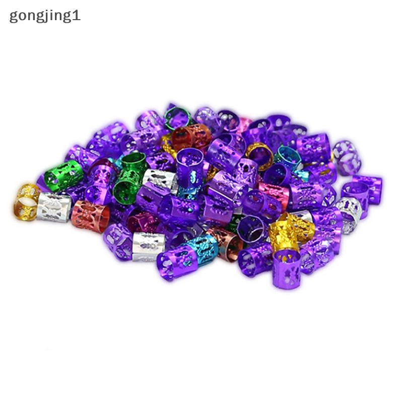 Ggg 100pcs Manik-Manik Adjustable Kepang Rambut Gimbal Beads Braid Rings Manset Klip Tabung ID