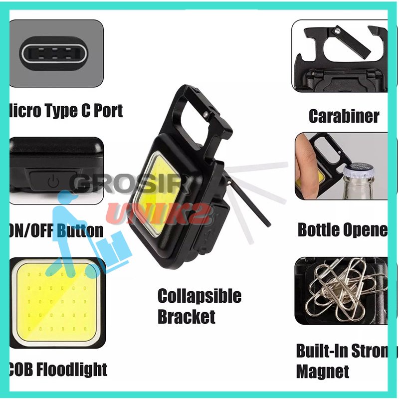 ( KEYCHAIN ) Senter Mini Lampu LED Light Gantungan Kunci Tahan air Opener Botol Besi Magnet camping Kotak Aluminum Viral GROSIR UNIK