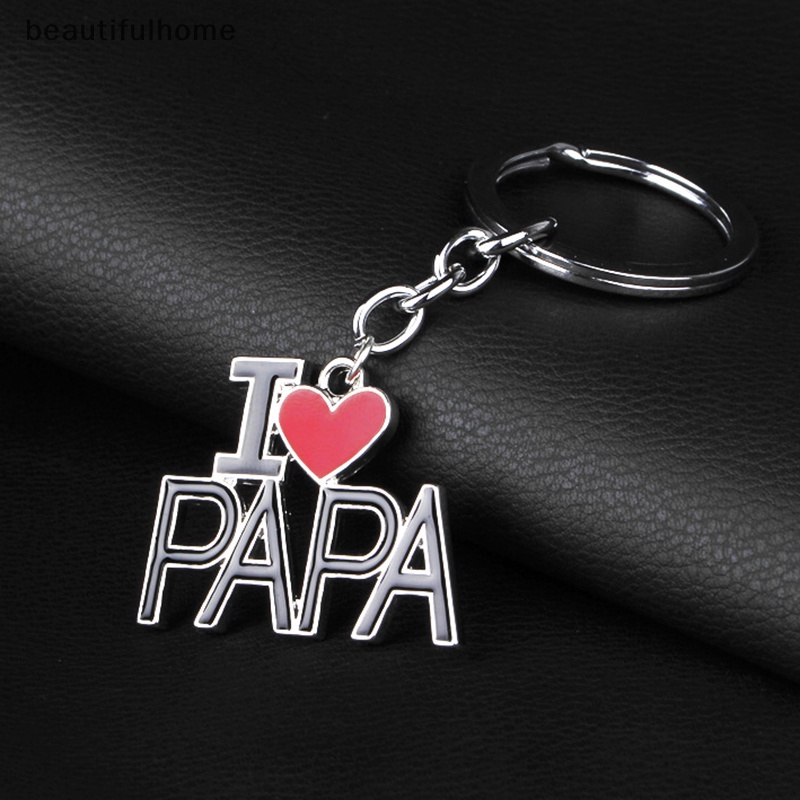 {Cantikrumah} Fashion Huruf I Love Mom/Dad Enamel Liontin Gantungan Kunci Keyring Hadiah Ibu Bapak.