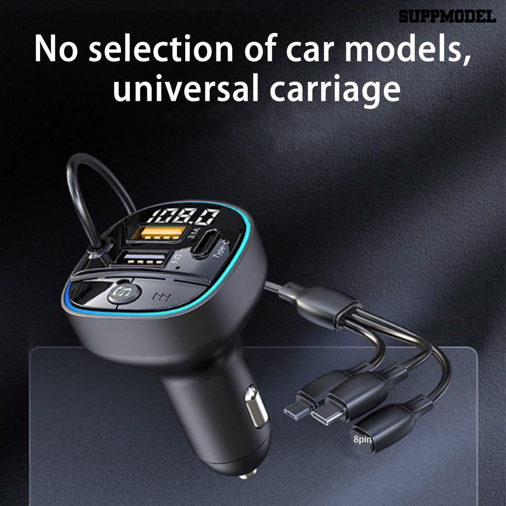 [SM] Adaptor Charger Mobil Bluetooth-Kompatibel 5.0 Digital Display QC3.0 Pengisian Cepat Universal Auto USB Power Adapter MP3 Player Perlengkapan Kendaraan