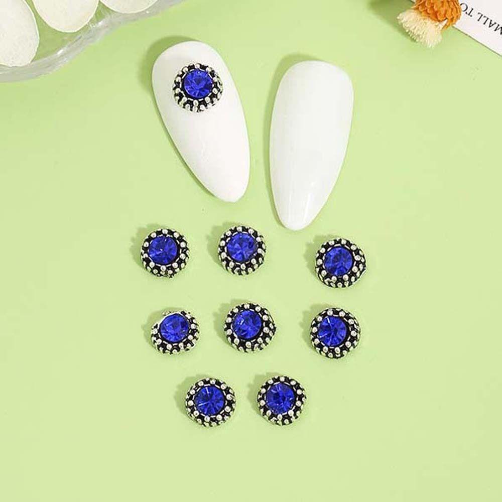 AUGUSTINA Agustinina Dekorasi Kuku Bahan Alloy Gaya Jepang Bulat Berlian Imitasi Manicure Nail Jewelry Untuk Wanita