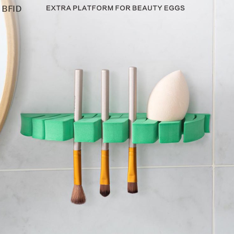 [BFID] Tempat Rak Pengering Brush Makeup Bentuk Daun Stand EVA Cosmetic Brushs Drain Stand [ID]