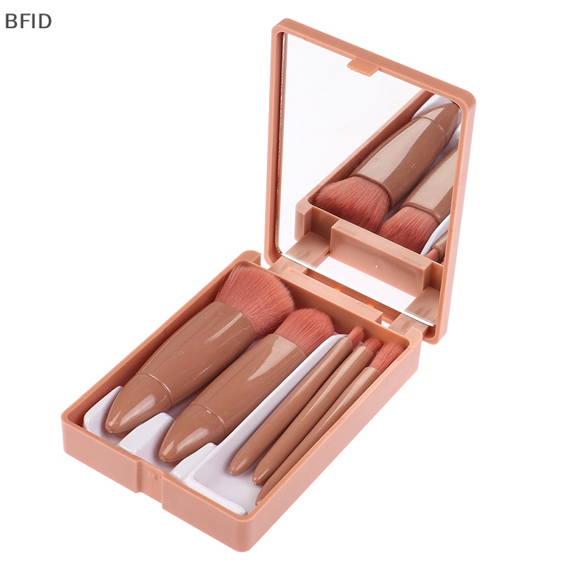 [BFID] 5pcs Set Alat Kuas Makeup Bedak Kosmetik Brush Eye Shadow Dengan Cermin [ID]