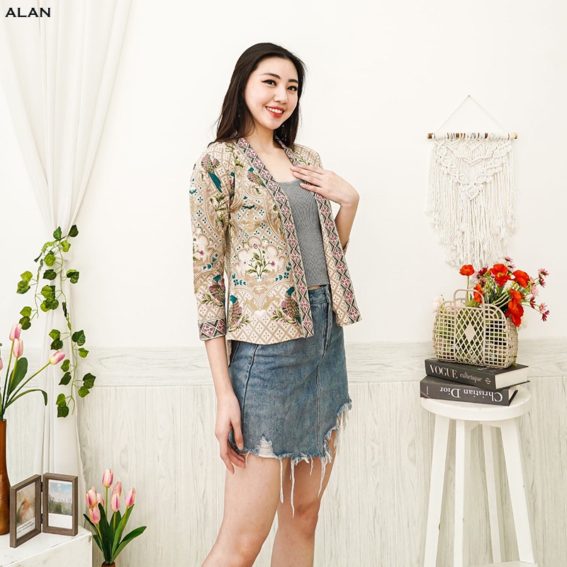 Evercloth Alan Blazer Batik Wanita Outer Rompi Wanita Jumbo Jaket Luaran Couple