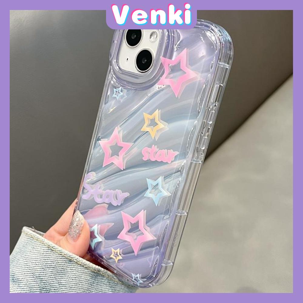 VENKI - Untuk iPhone 11 iPhone Case Laser Reflektif Bening Phone Case TPU Lembut Shockproof Airbag Phone Case Bintang Romantis Kompatibel dengan iPhone 14 13 Pro max 12 Pro Max XR XS 7 8