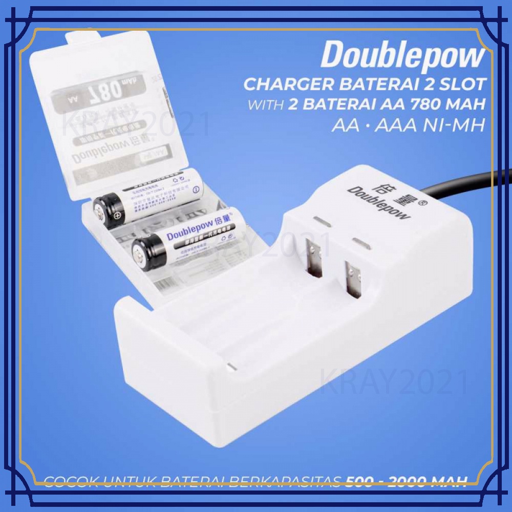 Charger Baterai 2 Slot AA/AAA with 2 Baterai AA 780 mAh - DP-U21