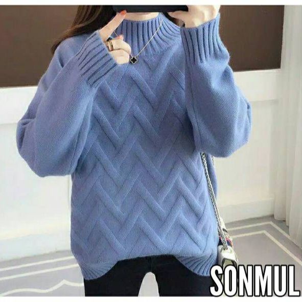 WOMAN KIMI WINTER THERMAL KNIT TOP WITH CASHMERE / VELVET INSIDE BAJU SWEATER WANITA MUSIM DINGIN