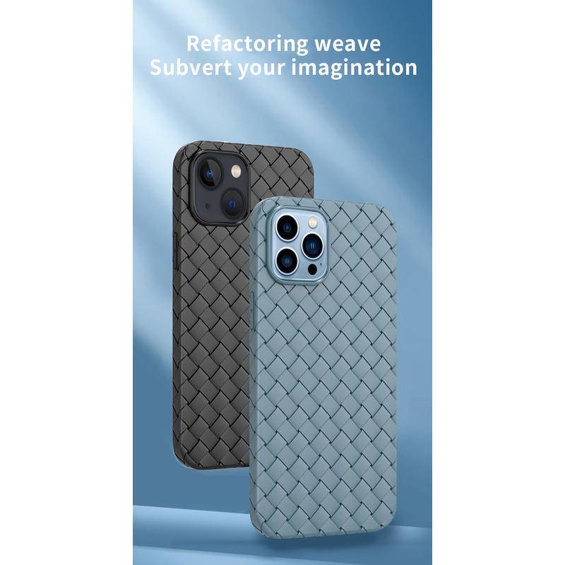 IPHONE Luxury Ultra-Tipis Bernapas Silikon Tenun Grid TPU Phone Case Cover Untuk Iphone12 11 Pro Max Braided Mesh Lembut Funda Untuk Iphone12 11 series