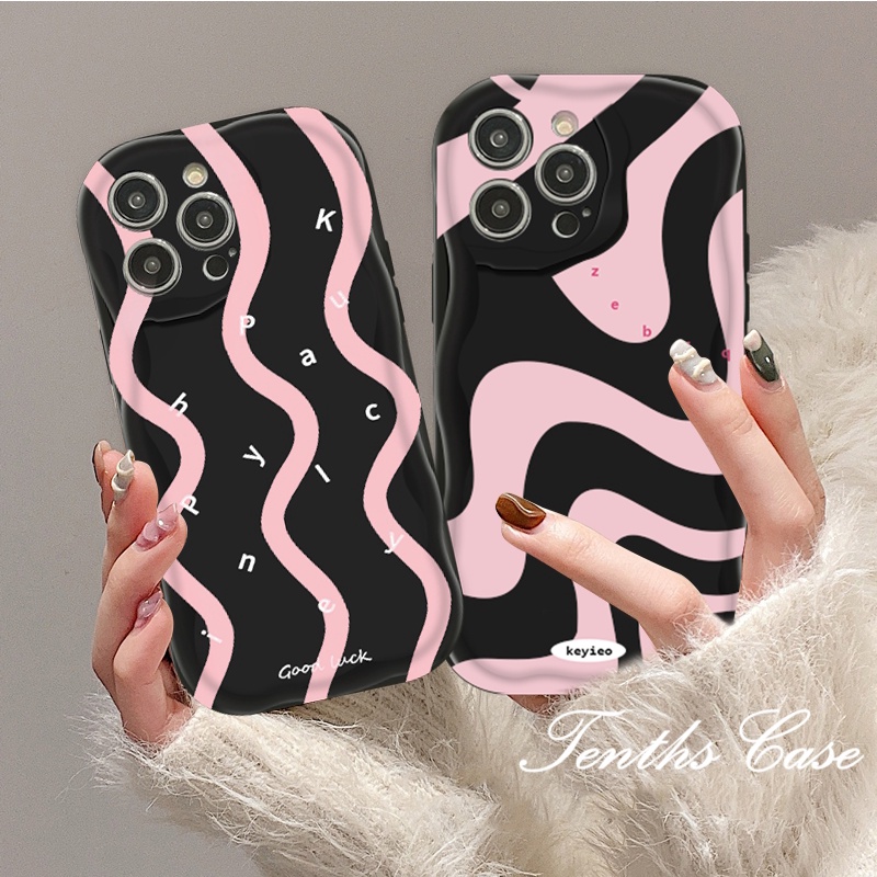 Kompatibel Untuk IPhone14 13 12 11 Pro Max8 7 6 6s Plus X Xr Xs Max SE 2020 3D Lengkung Gelombang Tepi Twill Pola Telepon Case