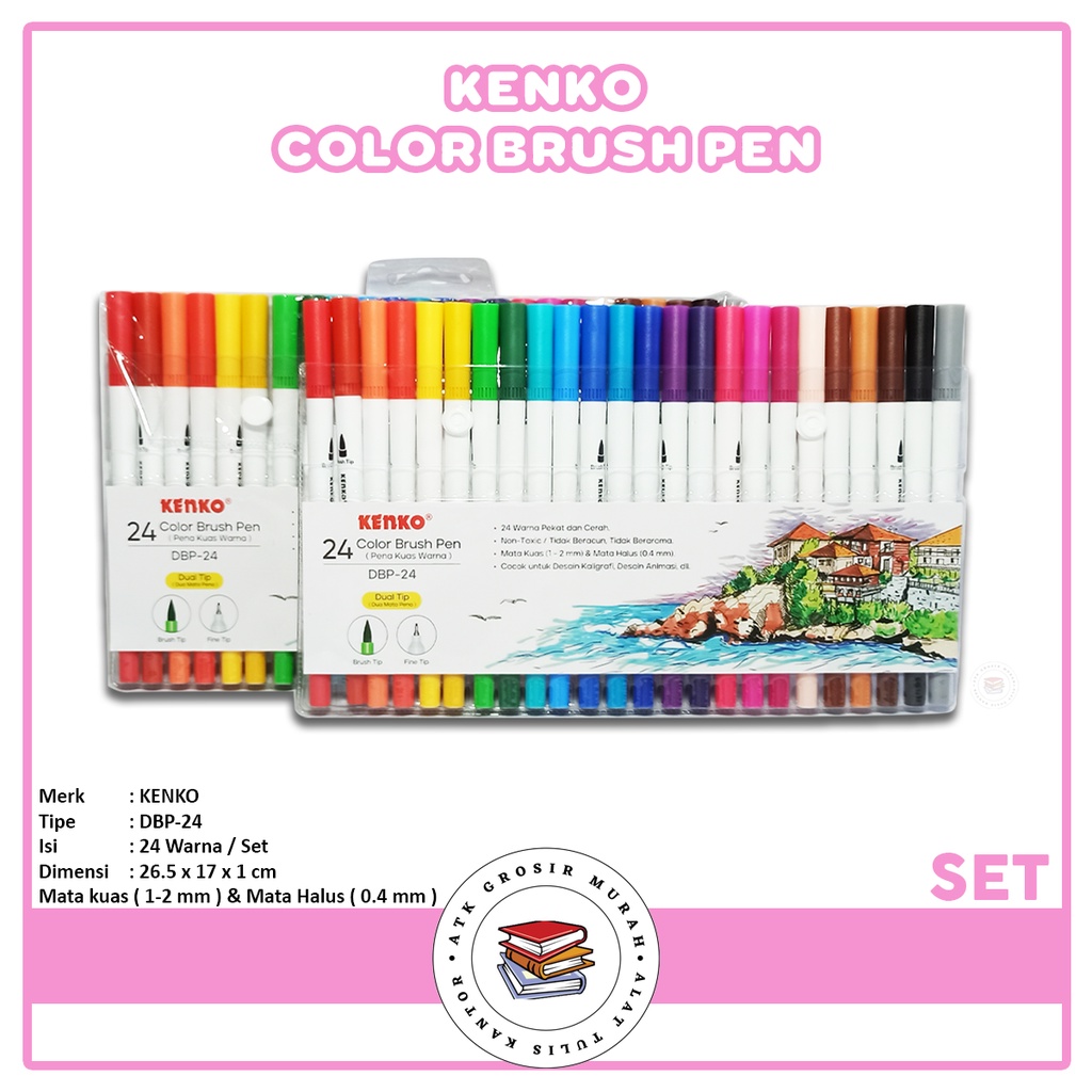 

KENKO - Color Brush Pen Dual Tip 24 Color DBP-24 - Set