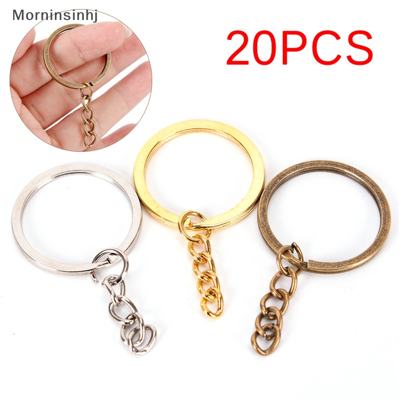 Mornin 20 Pcs DIY Gantungan Kunci Gantungan Kunci Split Ring Pendek Rantai Tempat Kunci Key Rings 30mm id