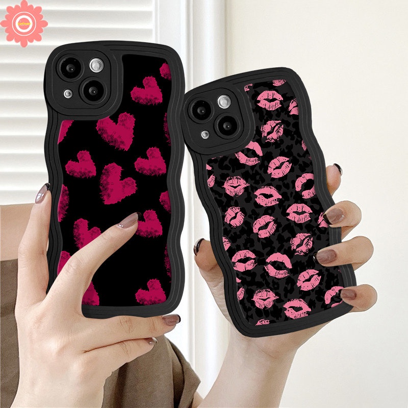 IPHONE Casing Motif Leopard Retro Kompatibel Untuk Iphone11 13 12 14 Pro Max 7Plus XR 7 6s 8 6 14 Plus X XS Max SE 2020 Vintage Graffiti Cinta Hati Lembut Tpu Tepi Bergelombang Phone Cover