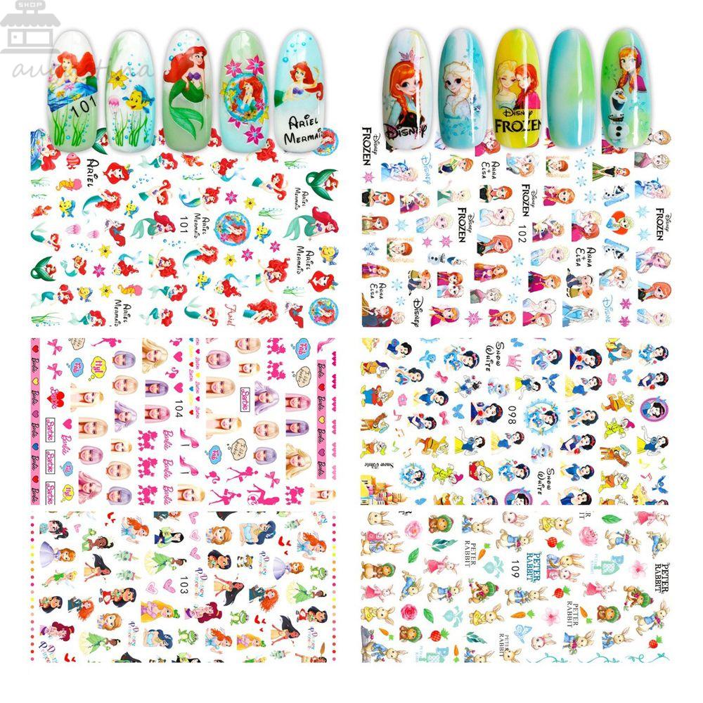 AUGUSTINA Agustina Kartun Stiker Kuku Putri Lucu Indah Nail Art Dekorasi Manicure Aksesoris Mermaid Duffy Anak Perempuan Mainan Anak Stiker