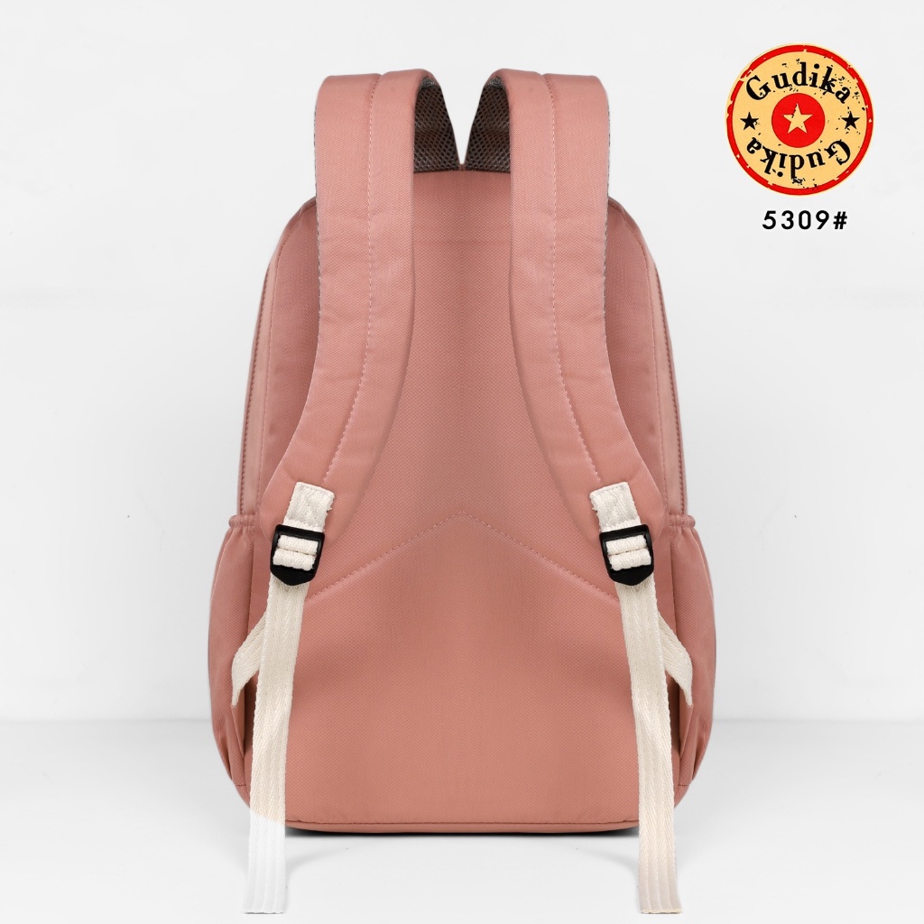 Tas GUDIKA 2tone 5309 - Tas Ransel Laptop Wanita Kekinian Import Original Bahan Nylon Waterproof Anti Air Premium Korea Terbaru bisa muat banyak barang dan banyak slot