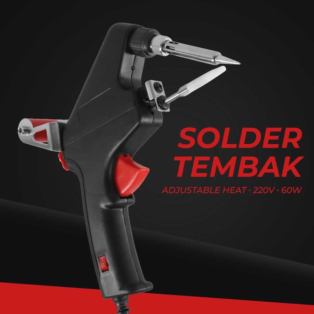 Solder Listrik Tembak Tin Iron Gun Adjustable Heat 220V 60W BURNHILDA
