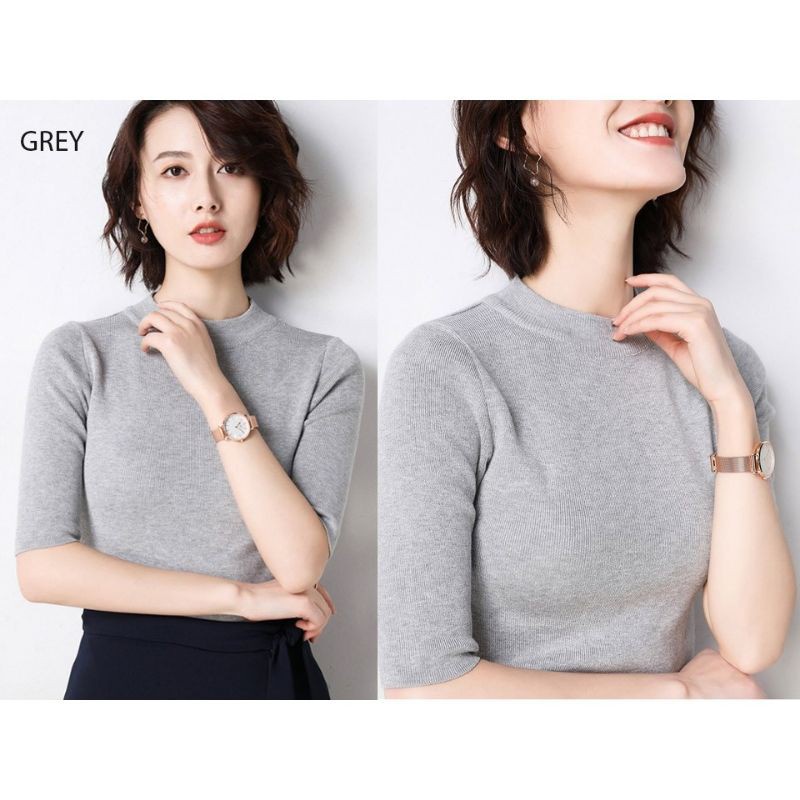(B102) ROUND NECK BASIC KNIT top