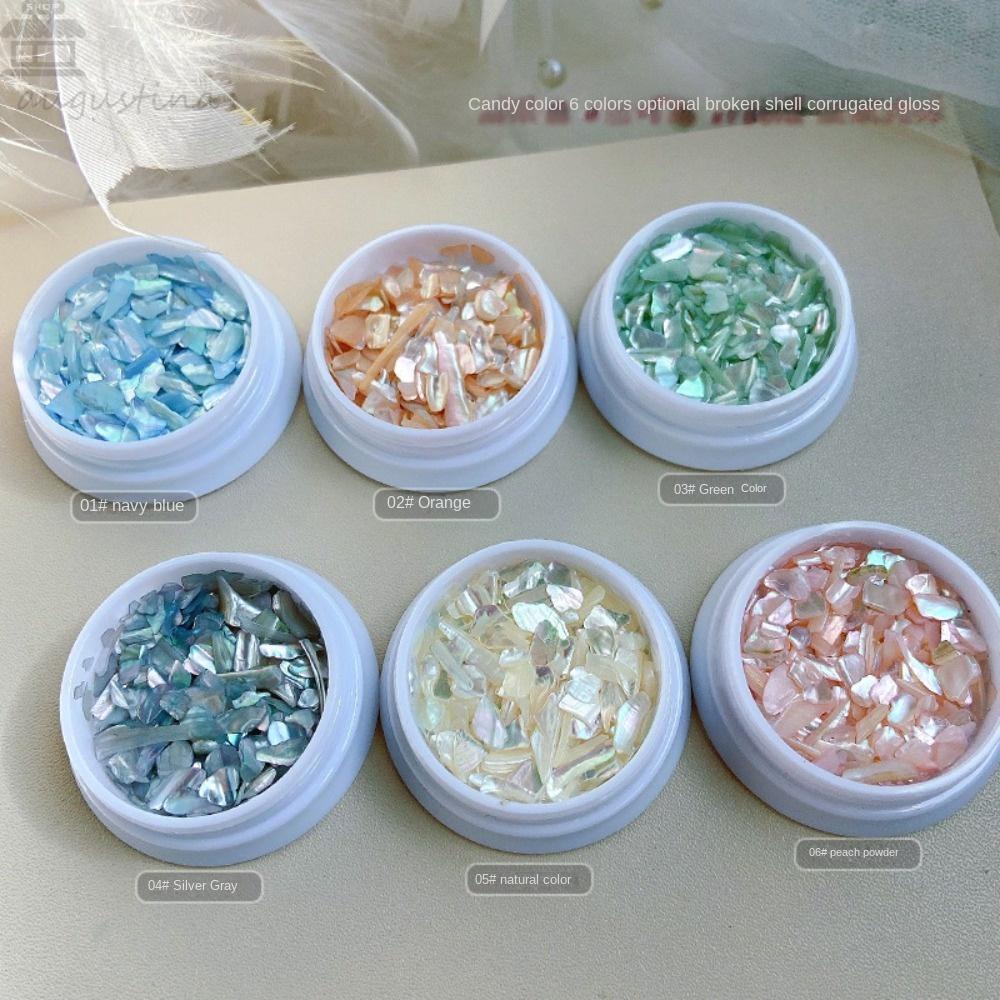 AUGUSTINA Agustin 3D Nail Art Dekorasi Aurora Warna-Warni Manicure Aksesoris Shell Nail Sequin Tekstur Nail Spangles Tips Abalone Hiasan Kuku