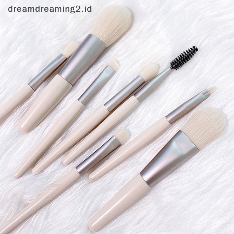 (drea) 8pcs Set Kuas Makeup Wanita Mini Travel Portable Brush Concealer Lembut Dengan Tas //