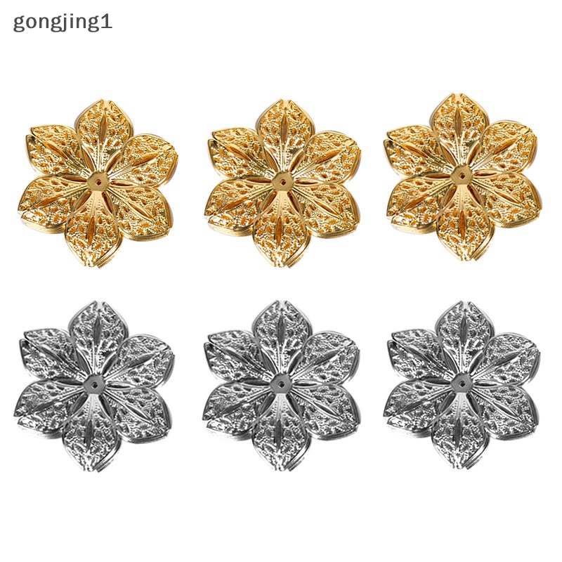Ggg 50Pcs /Set Kerajinan Bunga Kerawang Ch Konektor Temuan Perhiasan Liontin DIY ID