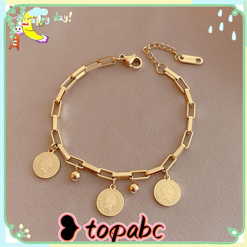 TOP Gelang Mutiara Punk Wanita Anti Karat Lapis Gothic Portrait