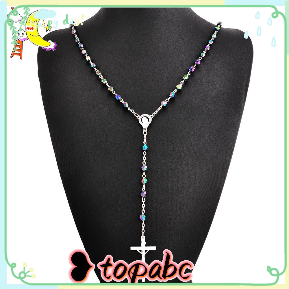 TOP Kalung Salib Fashion Charm Vintage Rosario Beads Chain