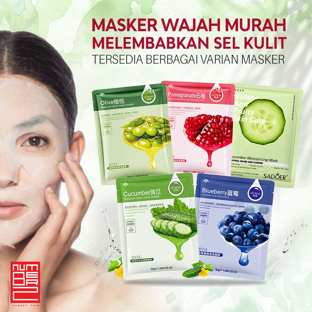 Masker wajah wanita remaja dewasa sheet mask tempel bpom rorec hchana sadoer jerawat dan komedo whitening glowing