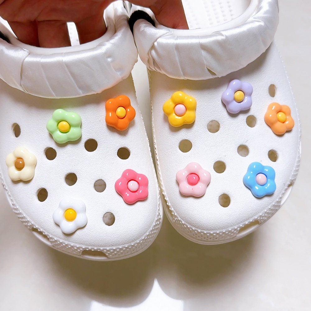 10 Pcs Baru Terang Eggflower Set Cros Jibitz Stiker Diy Shoe Accessorie Ins Shoe Decoration