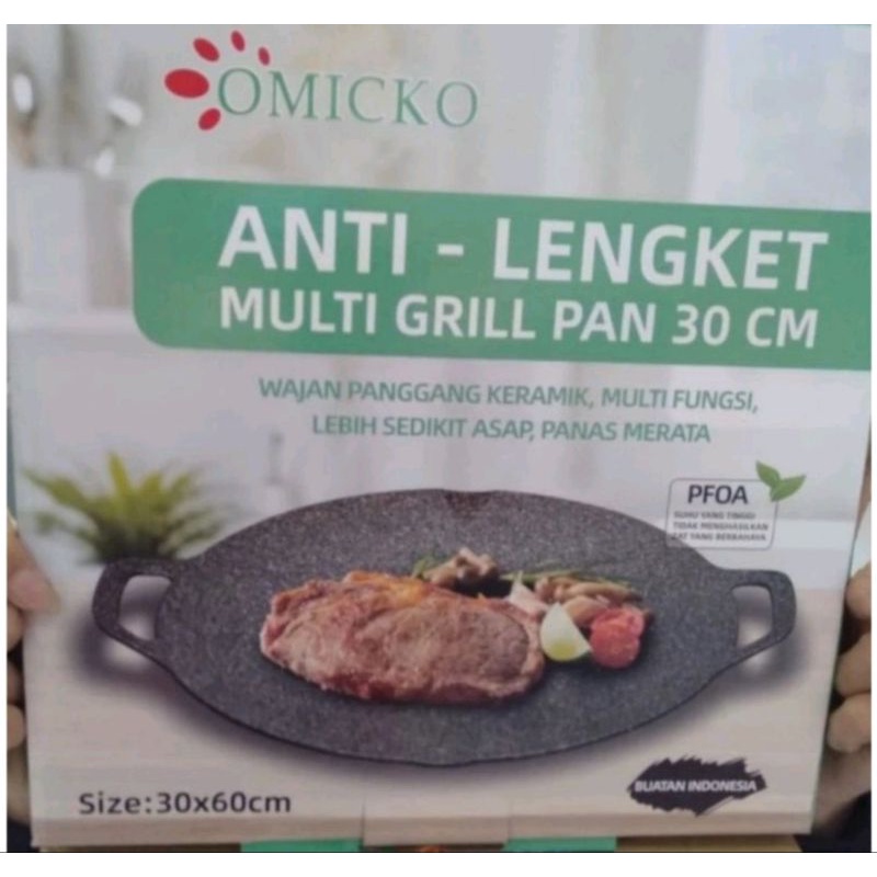 grill pan / grill plate anti lengket omicko/ panci pemanggang 34cm zharazu