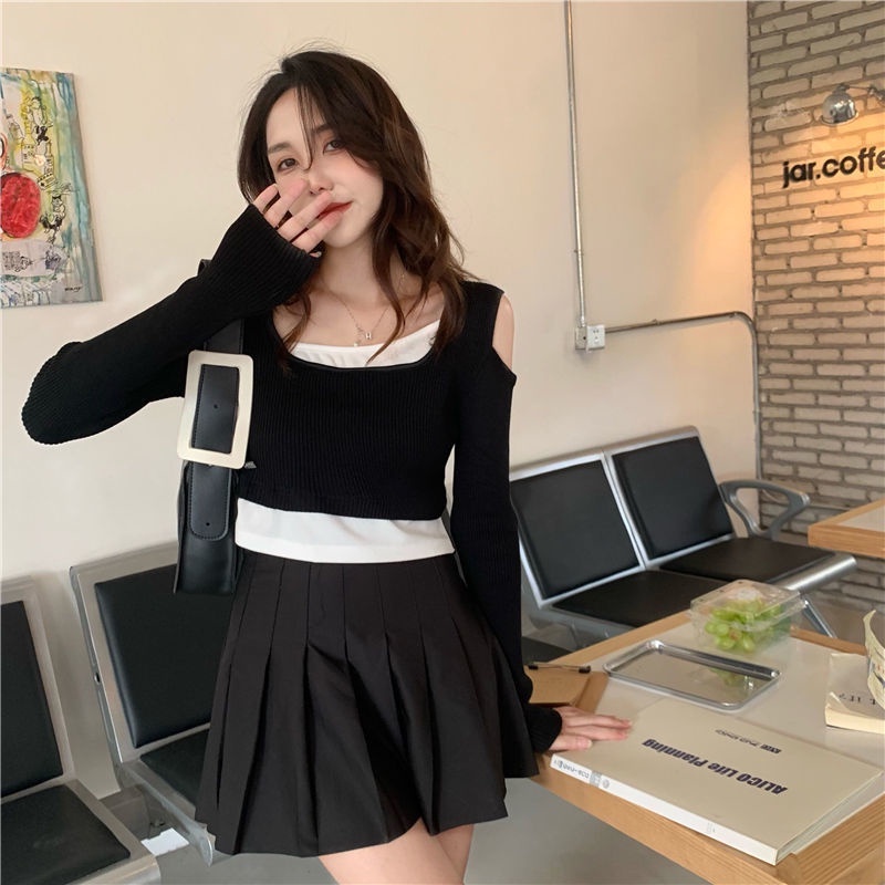 TELLY ➡️ BJ-049 Atasan Crop Wanita Korean Style Lengan Panjang Rajut Premium Import | Atasan Rajut Crop Import Lengan Panjang Wanita