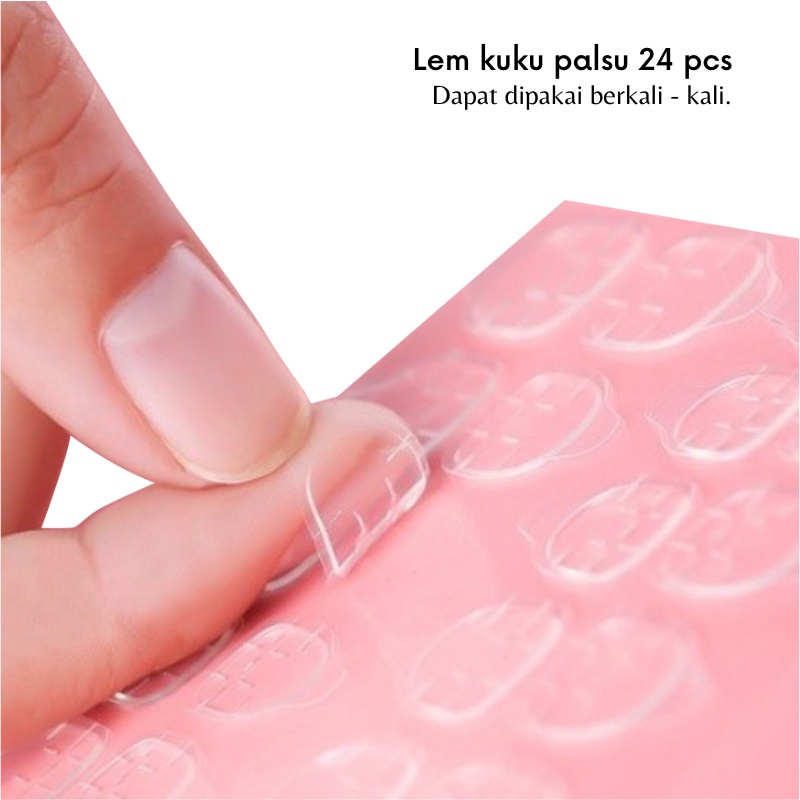GOS -E414- Lem Kuku Palsu 24pcs - Stiker Lem Kuku Palsu - Lem Kuku Palsu Gel Double Tape