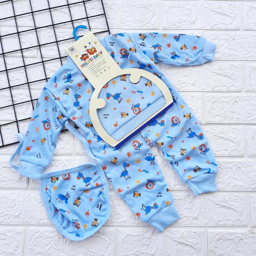 Jumpsuit Romper Bayi Baru lahir Cewek Cowok 1 SET Motif Warna Lembut Nyaman